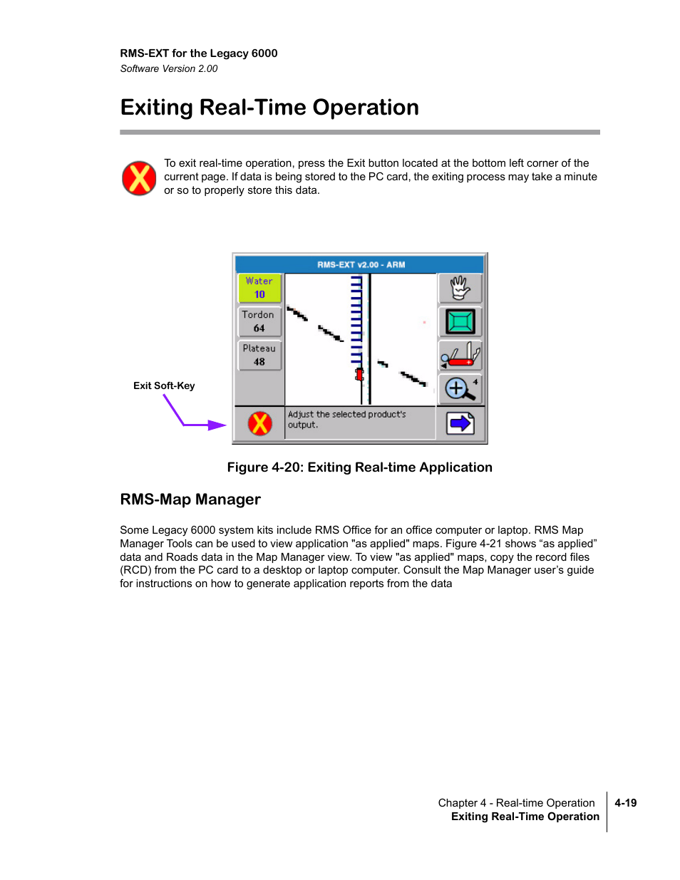 Exiting real-time operation, Rms-map manager | TeeJet Legacy 6000 RMS_EXT User Guide User Manual | Page 61 / 86