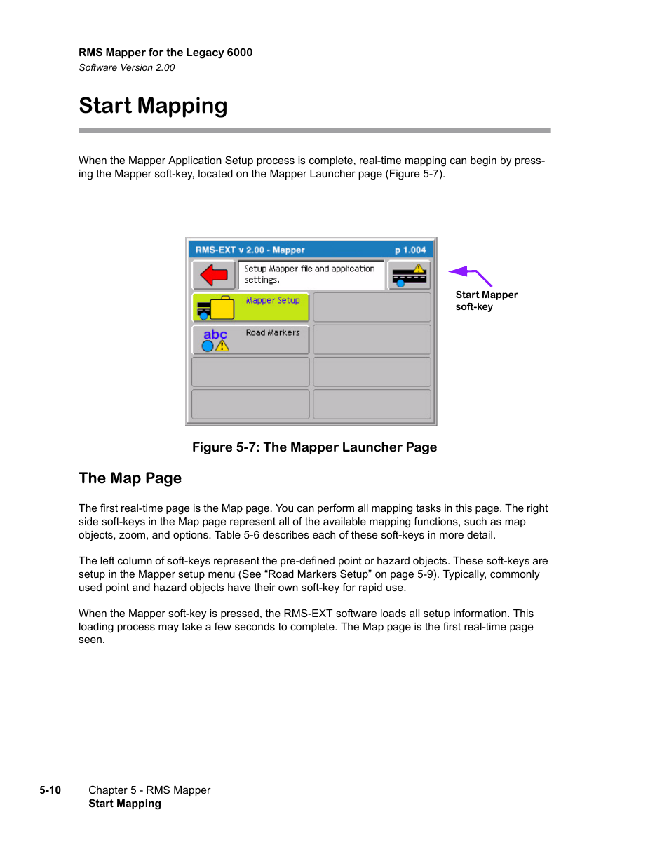 Start mapping, The map page | TeeJet Legacy 6000 RMS_EXT User Guide User Manual | Page 74 / 86