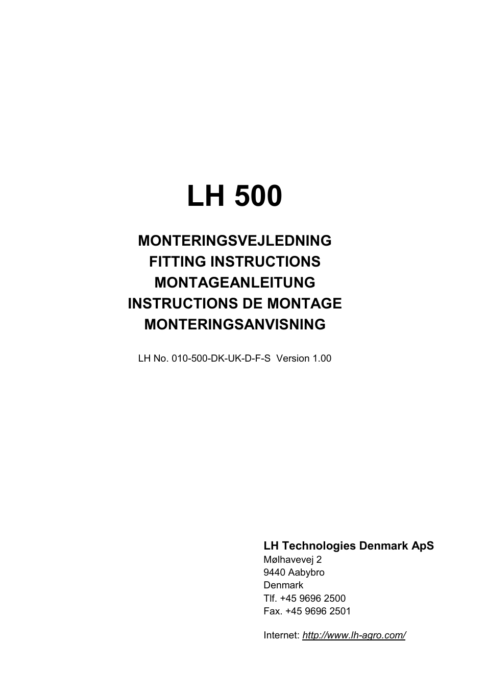 TeeJet LH 500 User Manual | 6 pages