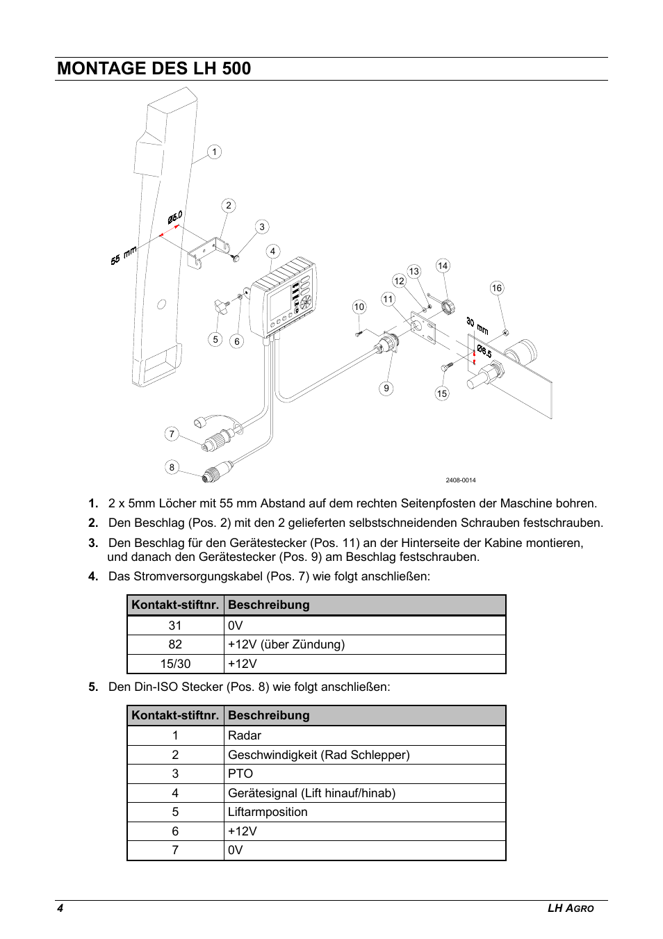 Montage des lh 500 | TeeJet LH 500 User Manual | Page 4 / 6