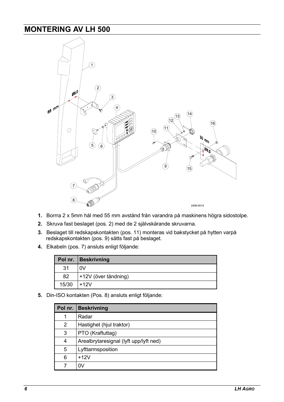 Montering av lh 500 | TeeJet LH 500 User Manual | Page 6 / 6