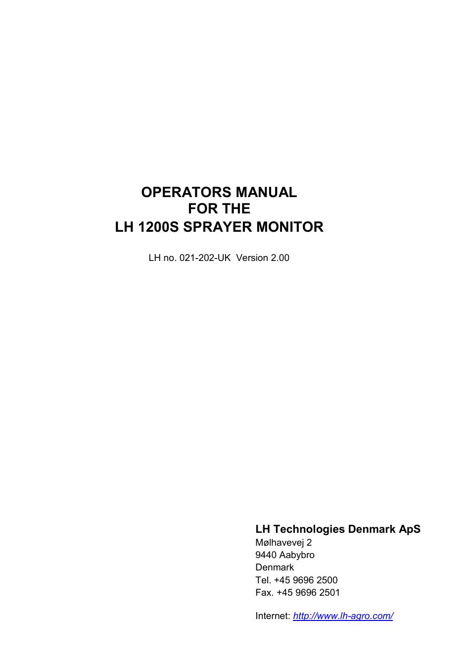 TeeJet LH 1200S User Manual | 28 pages