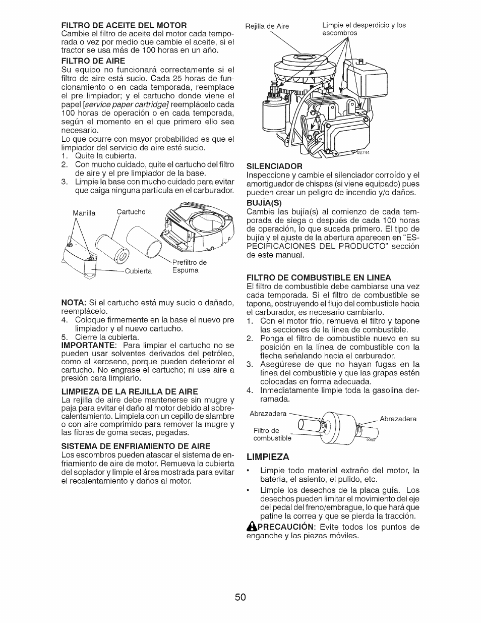 Limpieza | Craftsman 917.28924 User Manual | Page 114 / 128