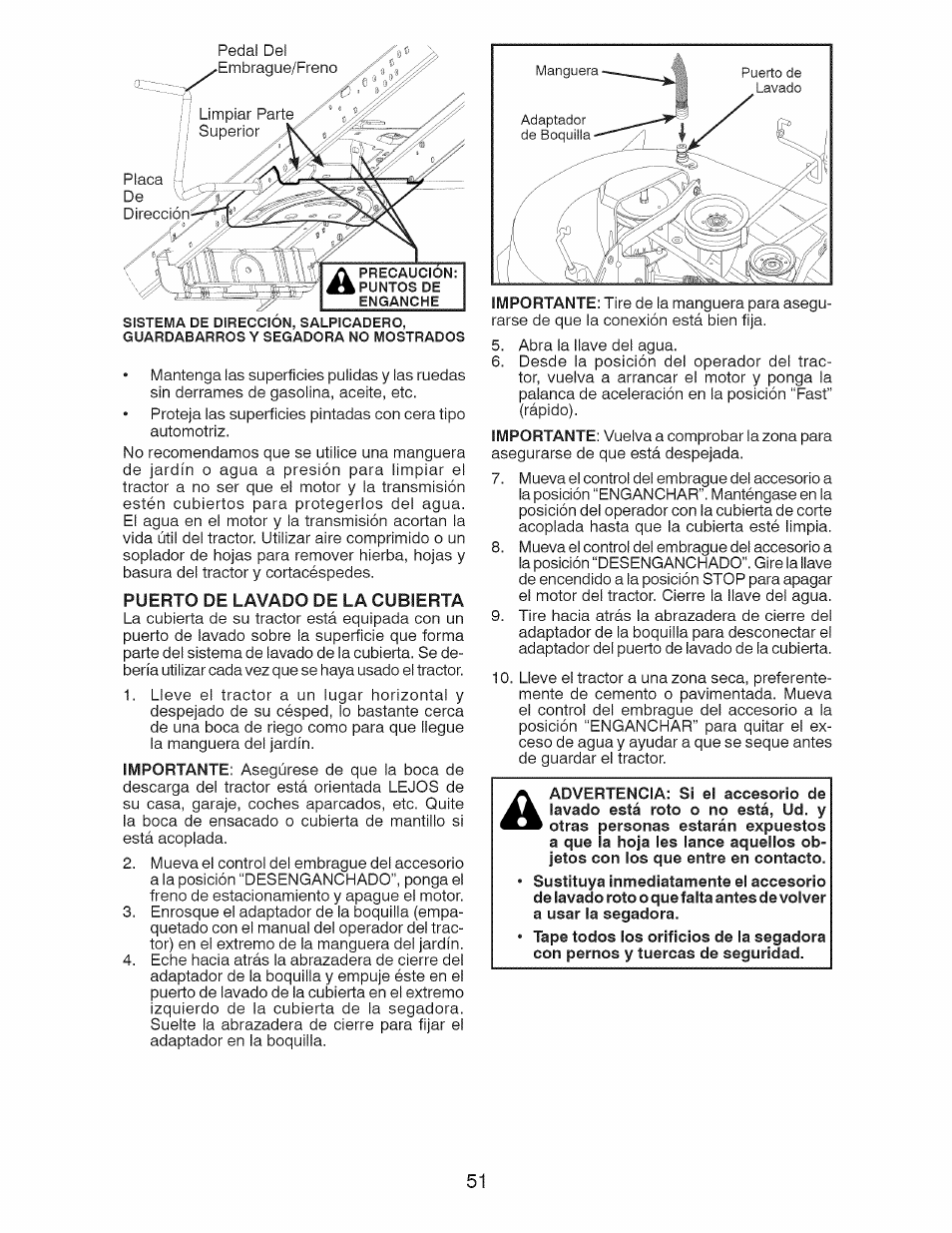 Puerto de lavado de la cubierta | Craftsman 917.28924 User Manual | Page 115 / 128