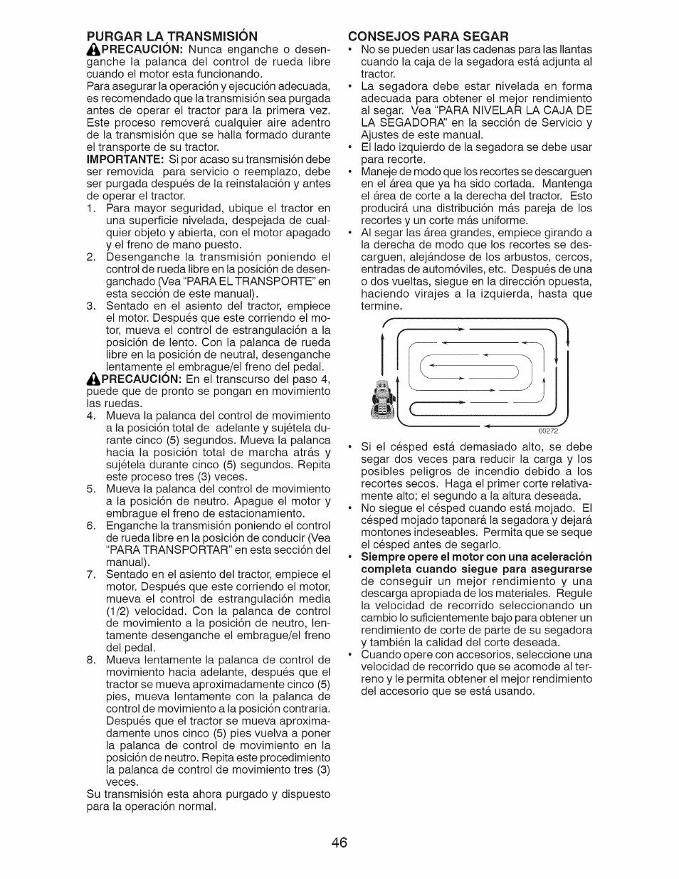Consejos para segar | Craftsman 917.28924 User Manual | Page 46 / 128