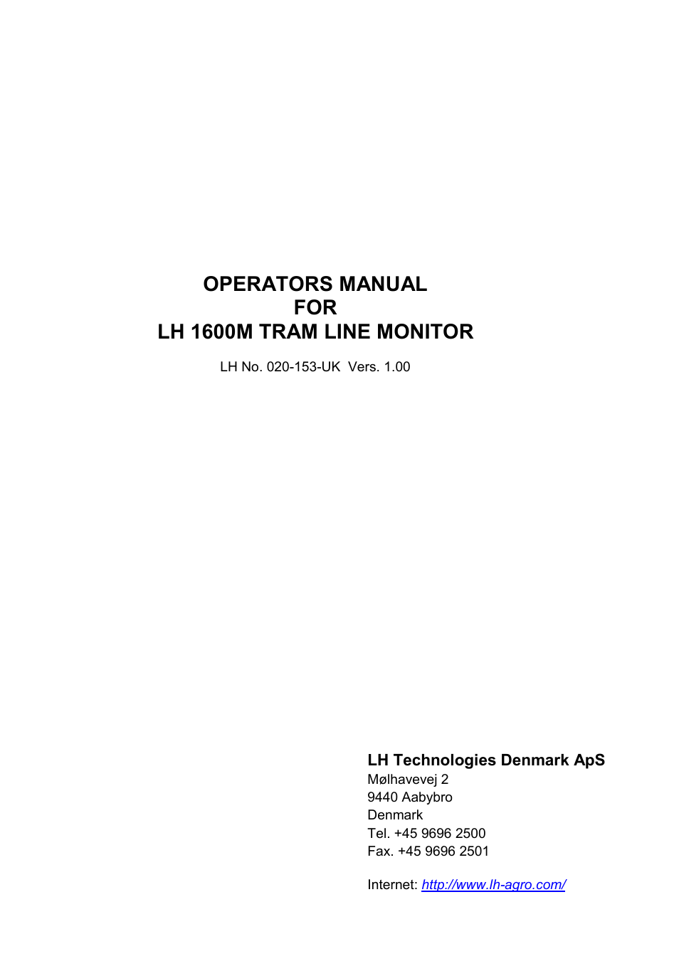 TeeJet LH 1600M User Manual | 16 pages
