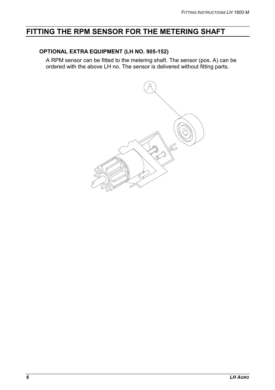 Fitting the rpm sensor for the metering shaft | TeeJet LH 1600M User Manual | Page 6 / 8