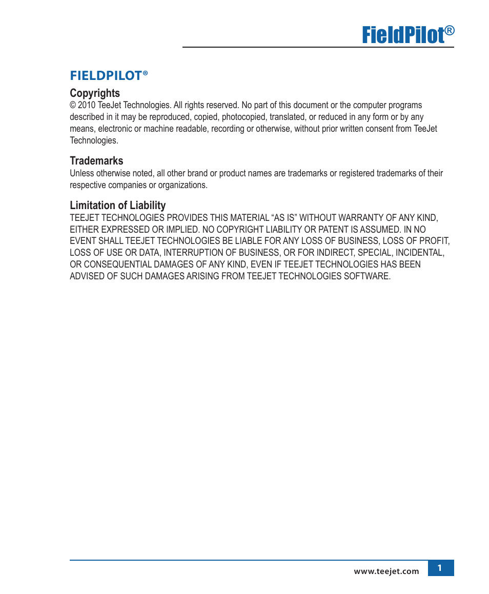 Fieldpilot | TeeJet FieldPilot Install AgChem 1803 User Manual | Page 2 / 22