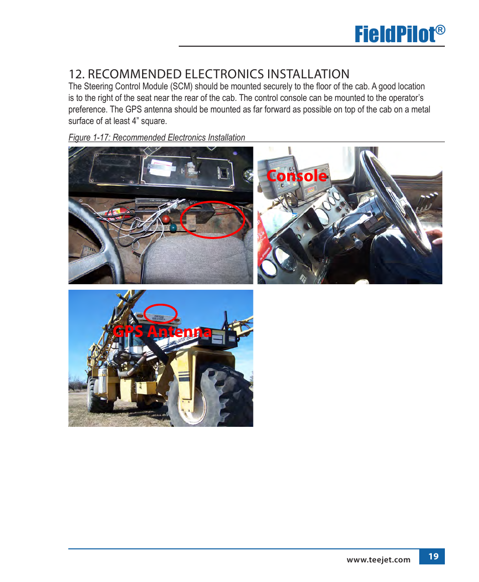 Fieldpilot, Console gps antenna | TeeJet FieldPilot Install AgChem 1803 User Manual | Page 20 / 22