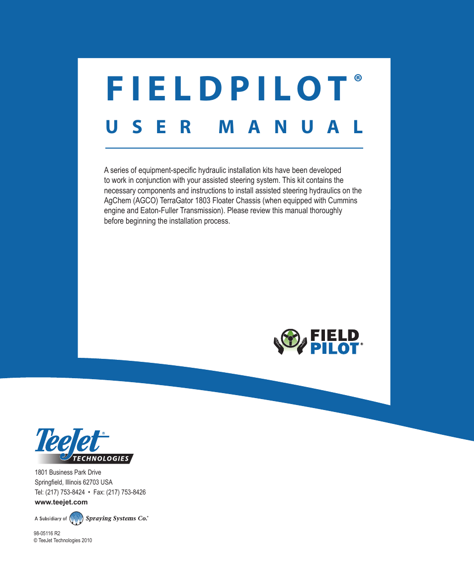 TeeJet FieldPilot Install AgChem 1803 User Manual | Page 22 / 22