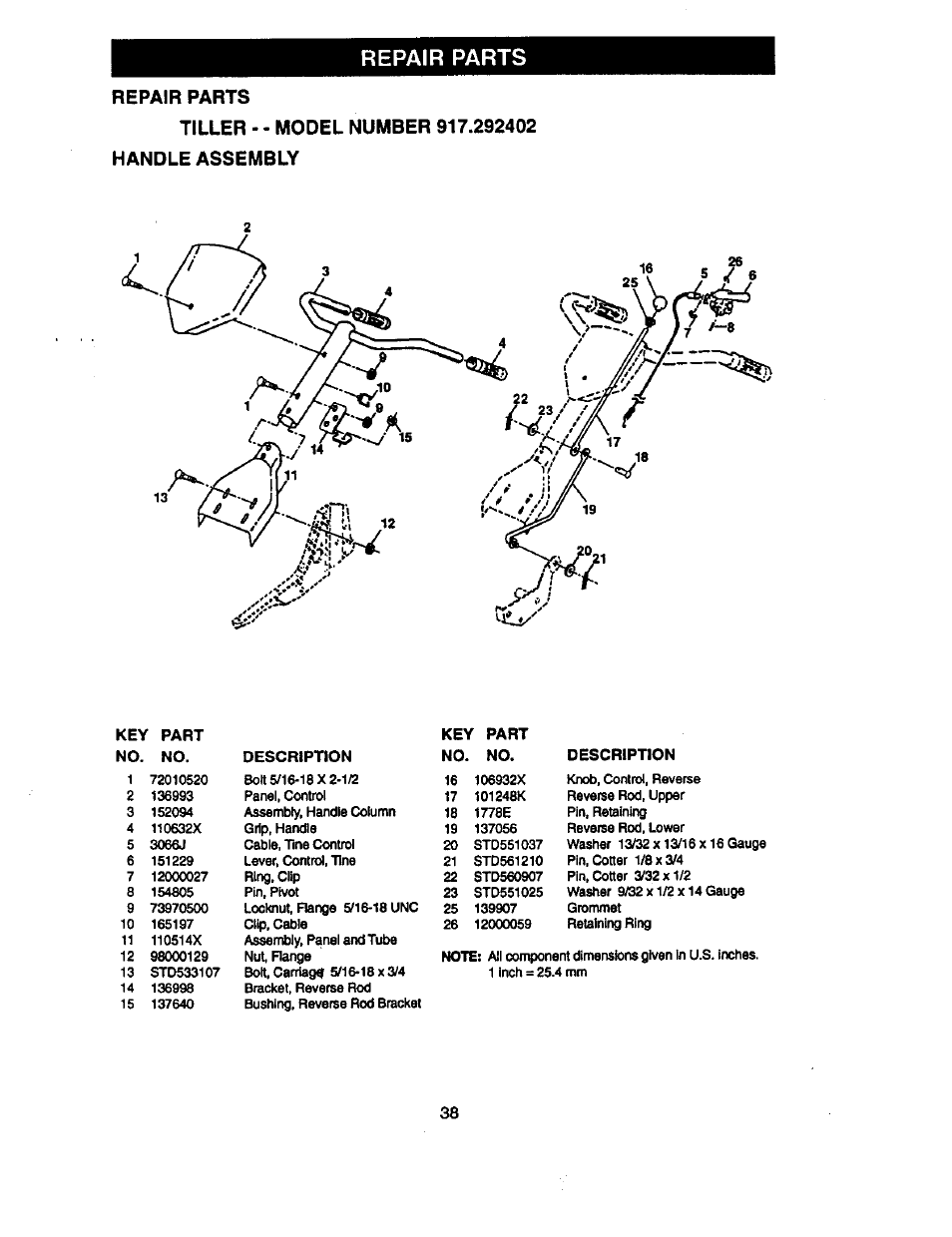 Repair parts | Craftsman 917.292402 User Manual | Page 19 / 33