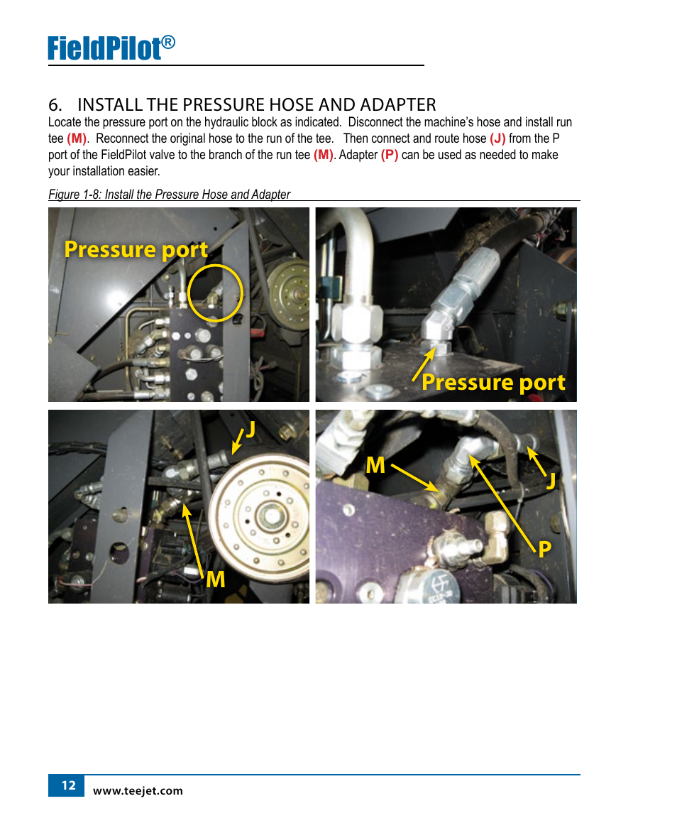 Fieldpilot, Pressure port | TeeJet FieldPilot Install AGCO GLNRA756-A856 MF9x95 CHNGR670B-680B User Manual | Page 14 / 20