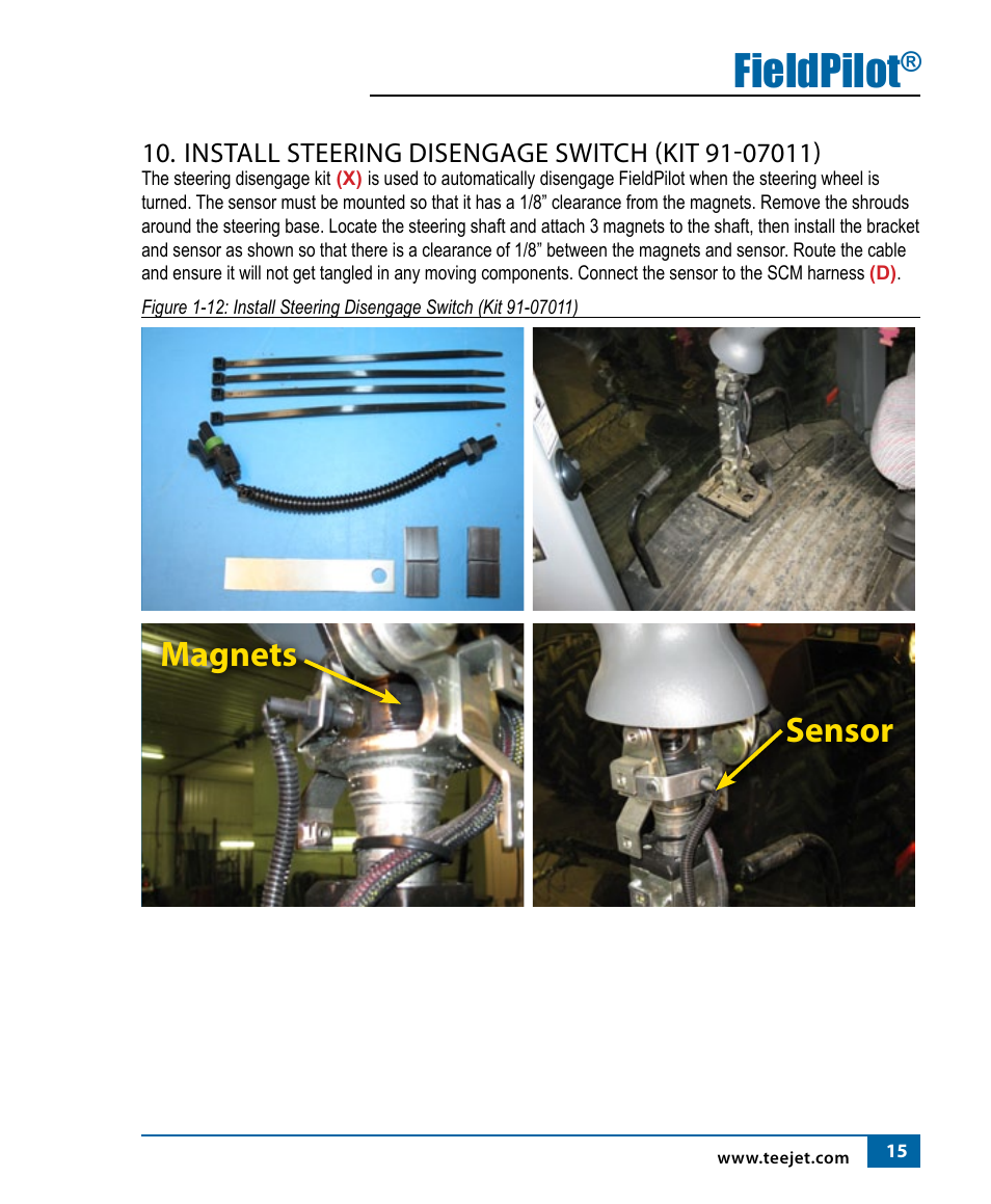 Fieldpilot, Magnets sensor | TeeJet FieldPilot Install AGCO GLNRA756-A856 MF9x95 CHNGR670B-680B User Manual | Page 17 / 20