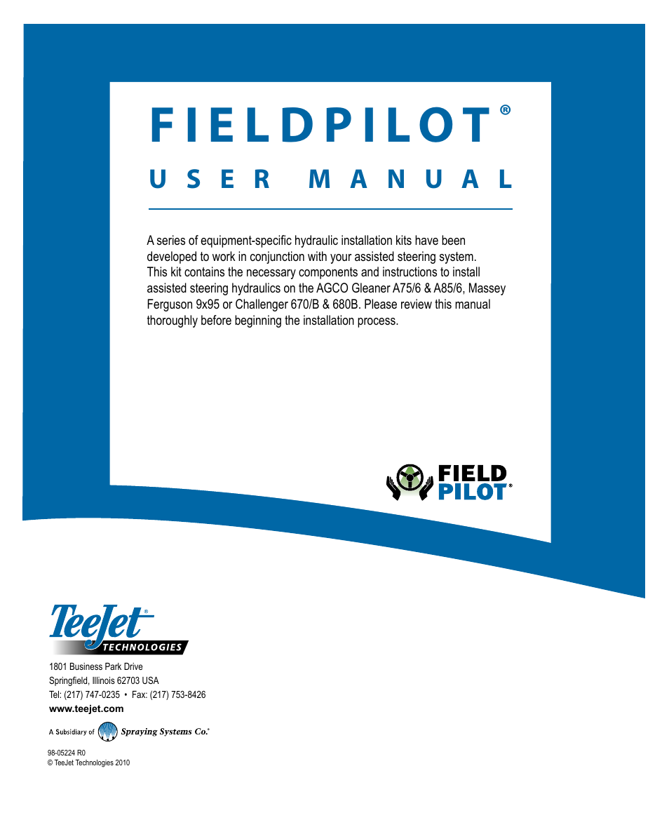 TeeJet FieldPilot Install AGCO GLNRA756-A856 MF9x95 CHNGR670B-680B User Manual | Page 20 / 20