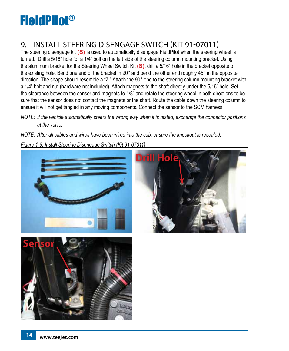 Fieldpilot, Drill hole sensor | TeeJet FIeldPilot Install AGCO RoGator 1254 User Manual | Page 15 / 18