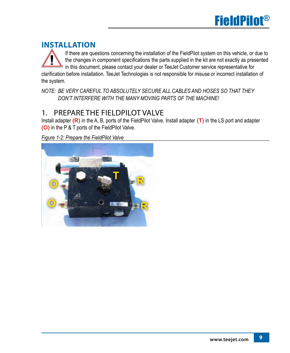 Fieldpilot, Or r t o | TeeJet FieldPilot Install AGCO RT120A-RT155A User Manual | Page 11 / 24