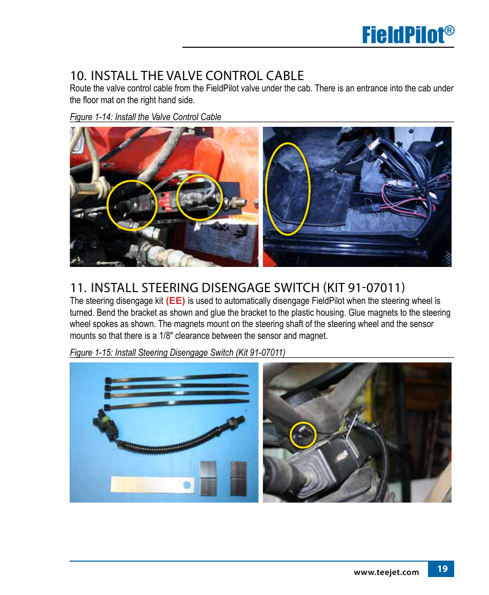 Fieldpilot, Install the valve control cable | TeeJet FieldPilot Install AGCO RT120A-RT155A User Manual | Page 21 / 24