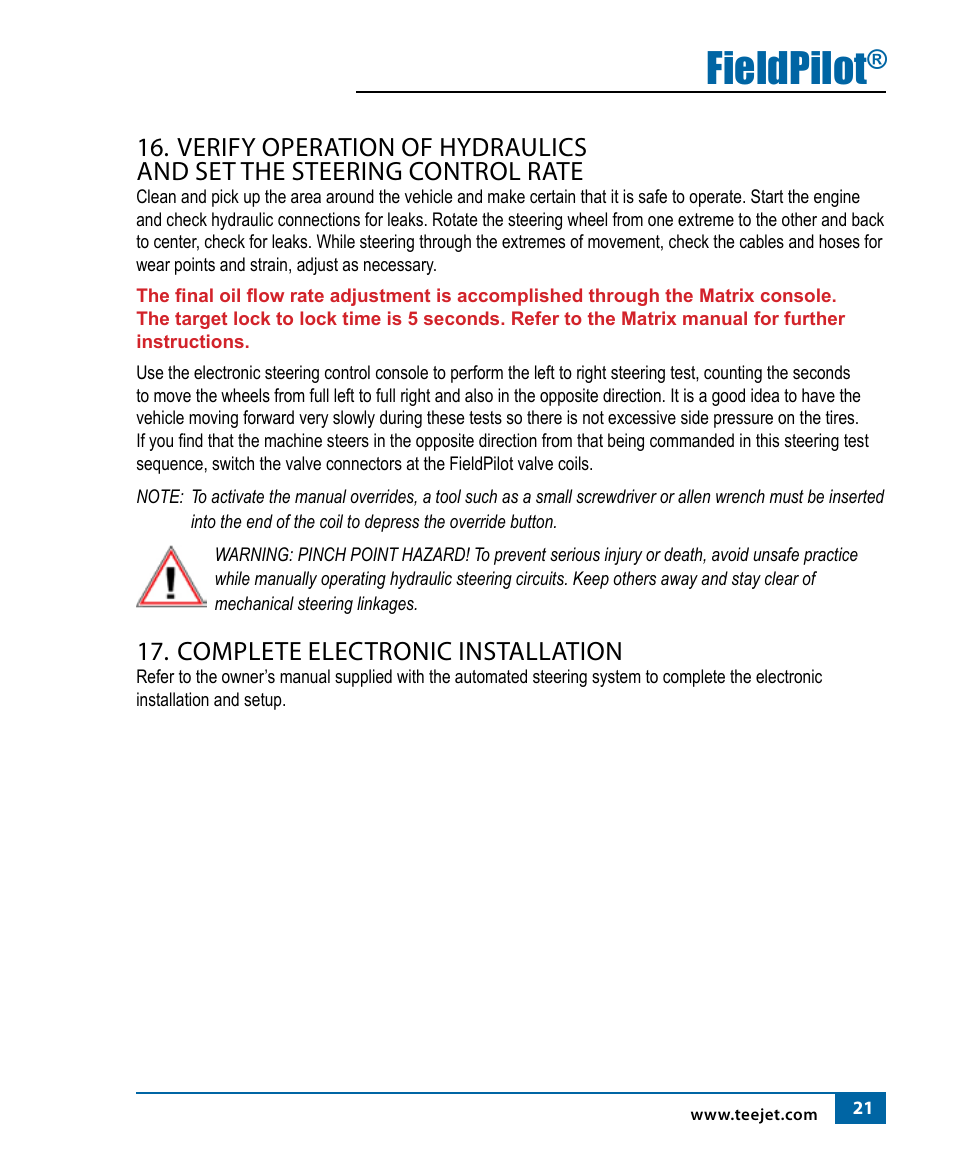Fieldpilot, Complete electronic installation | TeeJet FieldPilot Install Case IH 2x90, 2x94, 3x94 User Manual | Page 23 / 24