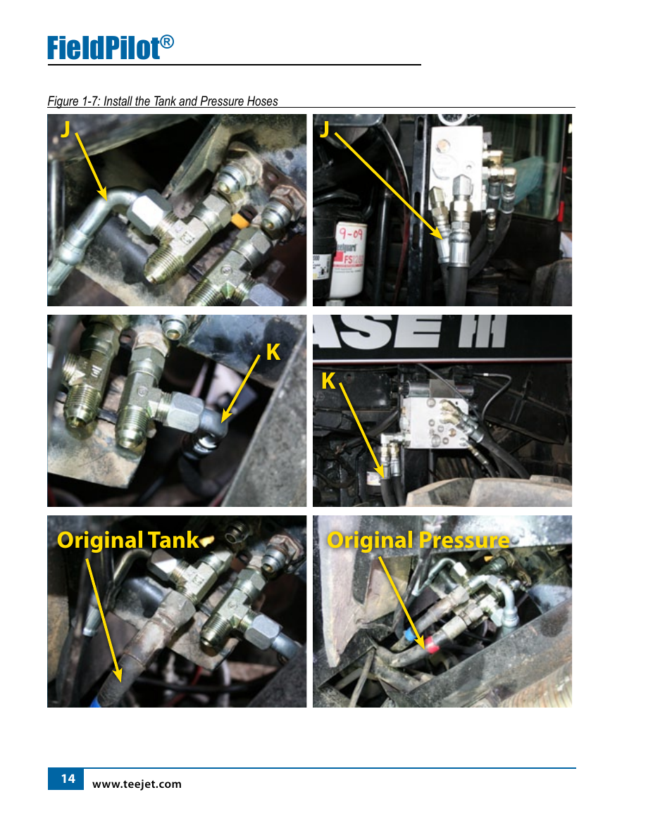 Fieldpilot, Joriginal tank original pressure k k j | TeeJet FieldPilot Install Case IH 9150-9250-9330-9350 User Manual | Page 16 / 24