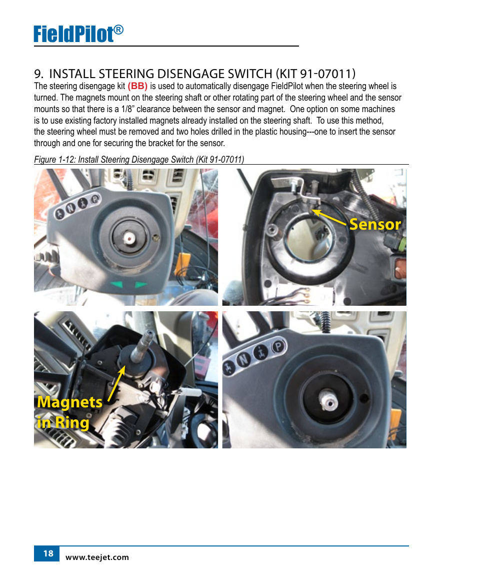 Fieldpilot, Sensor magnets in ring | TeeJet FieldPilot Install Case STX, NH TJ, NH T90X0 User Manual | Page 20 / 24