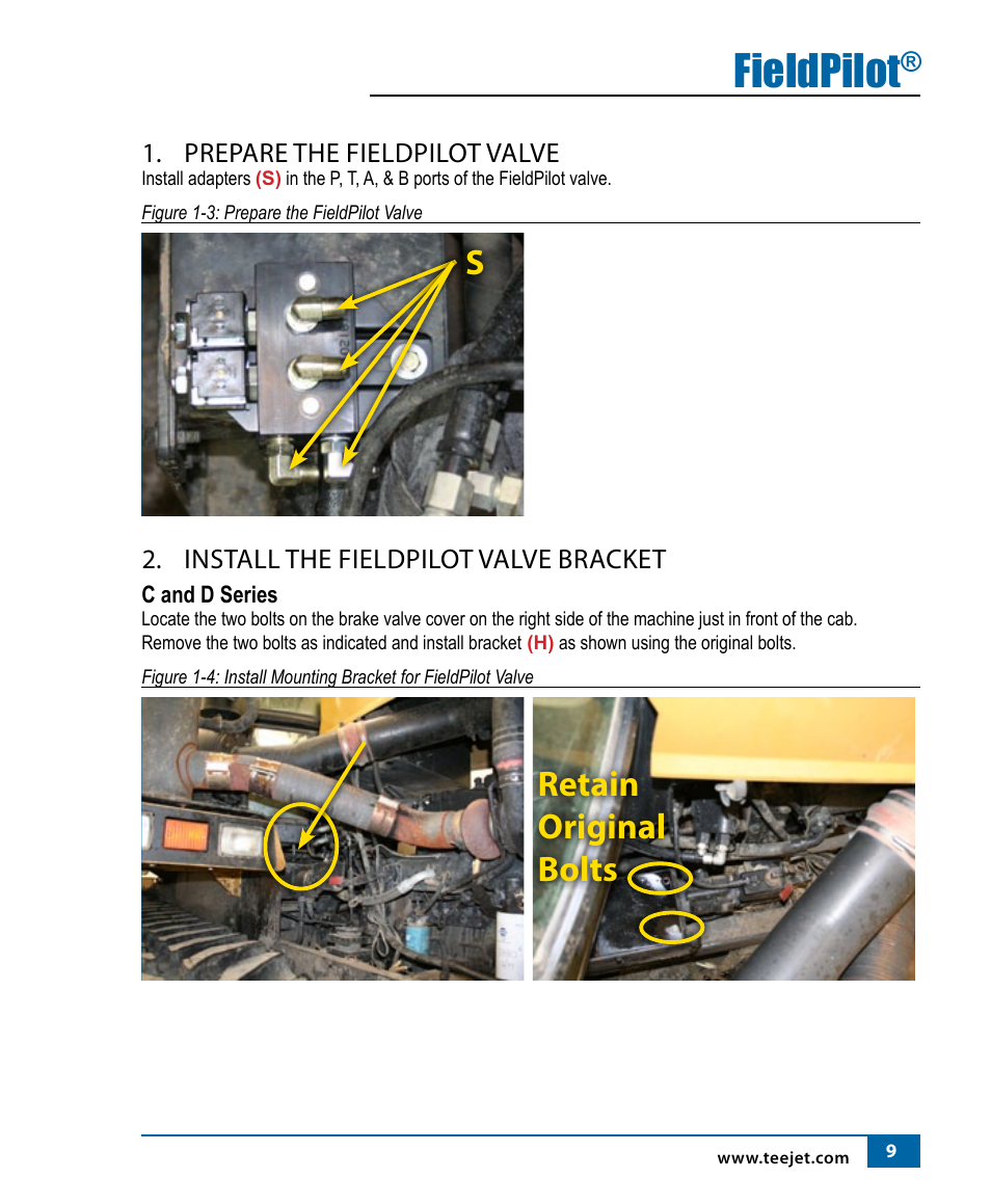 Fieldpilot, Retain original bolts | TeeJet FieldPilot Install CAT C-D-E 65-75-85-95E User Manual | Page 11 / 24