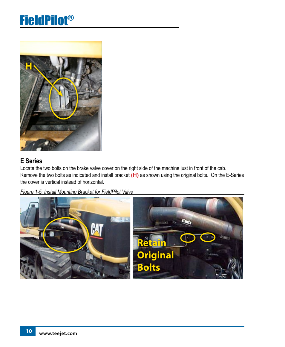 Fieldpilot, Retain original bolts | TeeJet FieldPilot Install CAT C-D-E 65-75-85-95E User Manual | Page 12 / 24