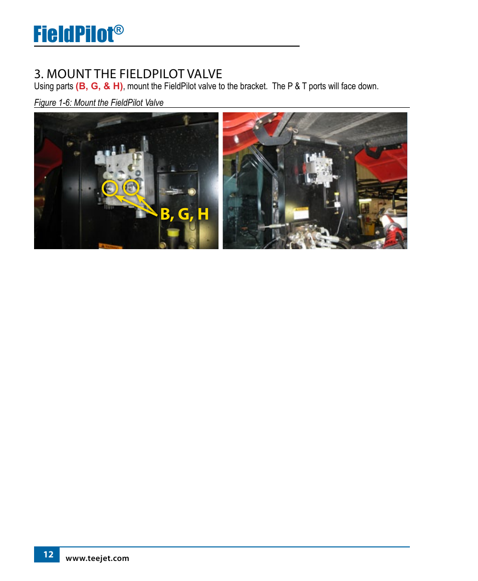 Fieldpilot, B, g, h | TeeJet FieldPilot Install Ford Versatile User Manual | Page 14 / 24