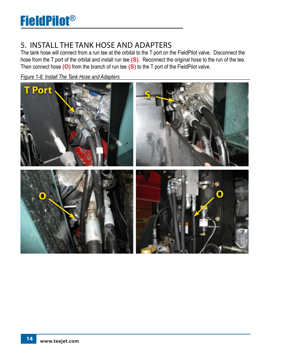 Fieldpilot, T port o s o | TeeJet FieldPilot Install Ford Versatile User Manual | Page 16 / 24