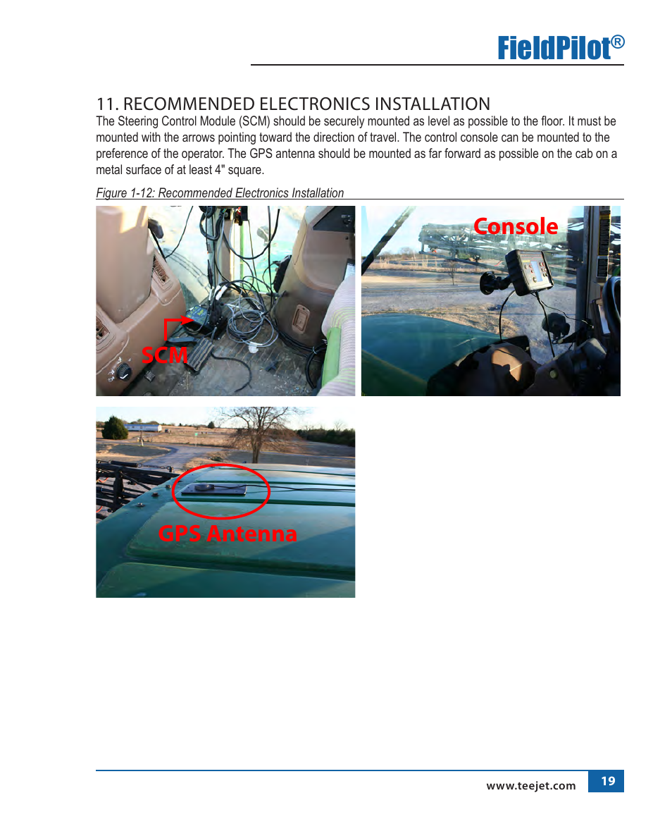 Fieldpilot, Console gps antenna | TeeJet FieldPilot Install John Deere 4700 User Manual | Page 20 / 22
