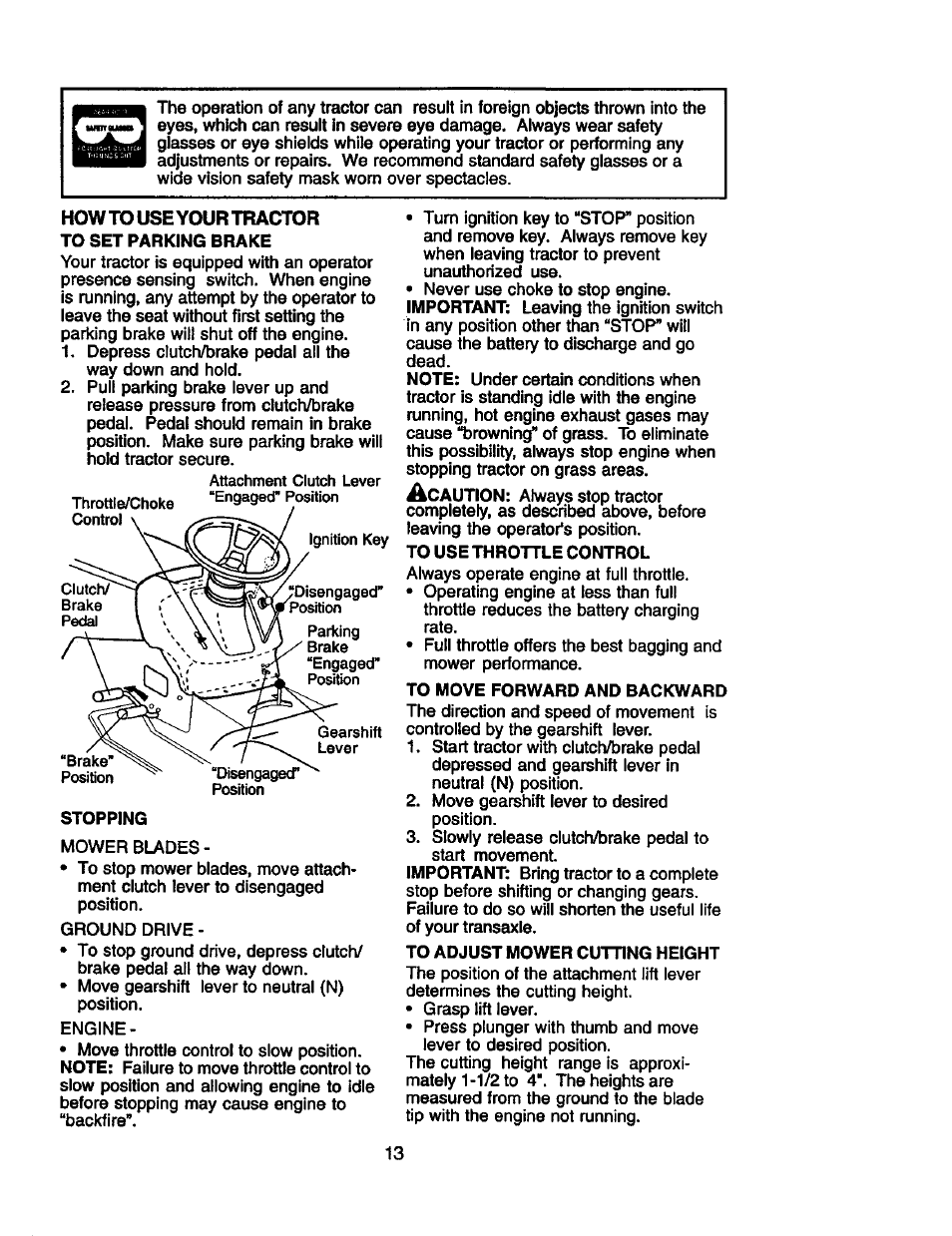 Howto use your tractor | Craftsman 917.258010 User Manual | Page 13 / 60