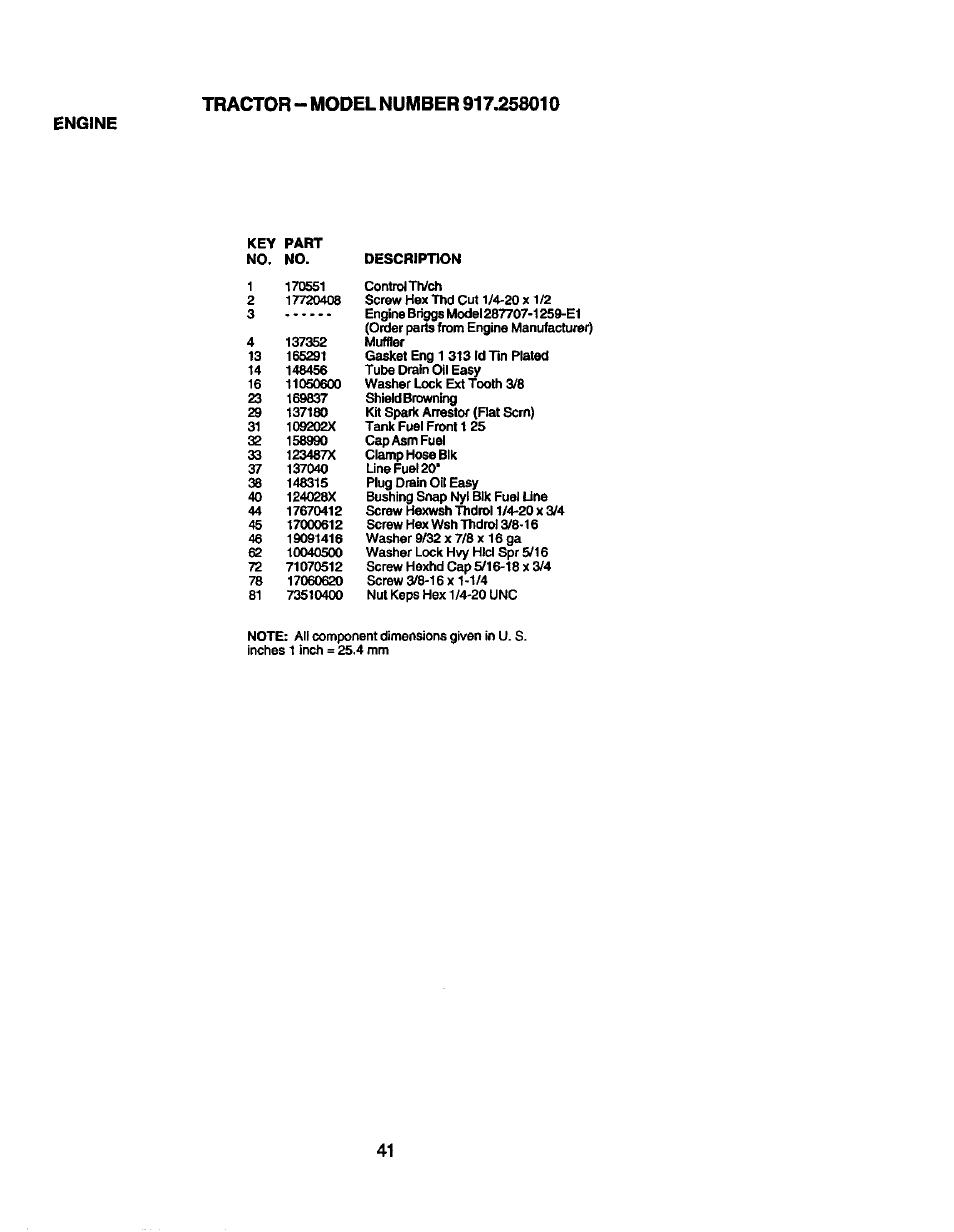 Engine | Craftsman 917.258010 User Manual | Page 41 / 60
