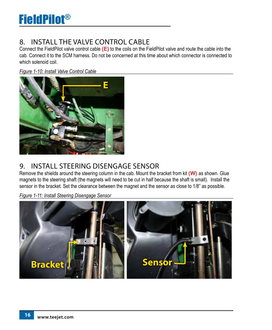 Fieldpilot, Bracket, Sensor | TeeJet FieldPilot Install John Deere 4710 & 4720 User Manual | Page 15 / 19