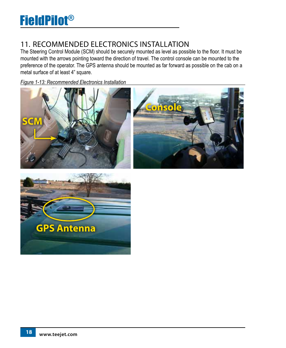 Fieldpilot, Console gps antenna | TeeJet FieldPilot Install John Deere 4710 & 4720 User Manual | Page 17 / 19