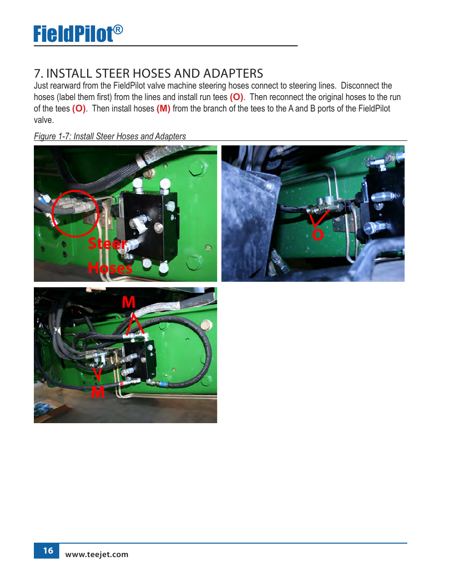 Fieldpilot, Steer hoses, Om m | TeeJet FieldPilot Install John Deere 6x10-6x20 User Manual | Page 17 / 22