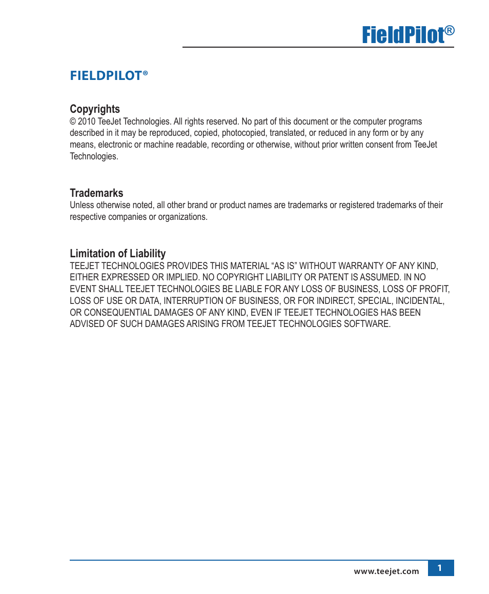 Fieldpilot | TeeJet FieldPilot Install John Deere 6x10-6x20 User Manual | Page 2 / 22