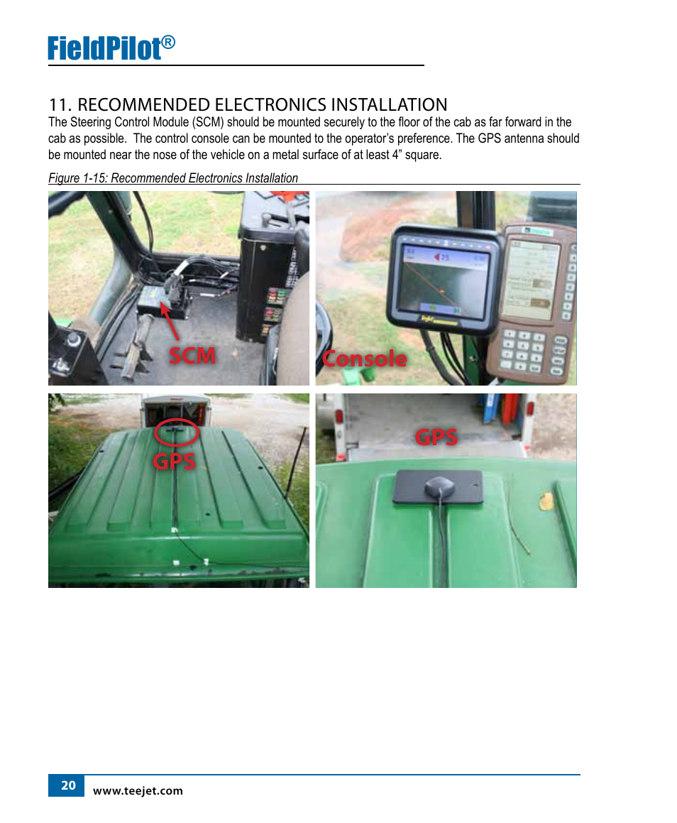 Fieldpilot, Console gps | TeeJet FieldPilot Install John Deere 6500 & 6700 Hi-Cycle User Manual | Page 22 / 24
