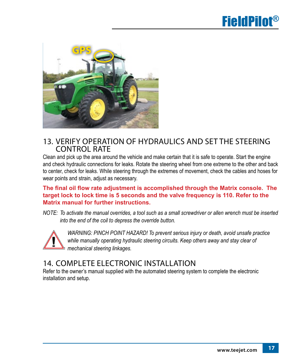 Fieldpilot, Complete electronic installation | TeeJet FieldPilot Install John Deere 7x20 Series User Manual | Page 19 / 20