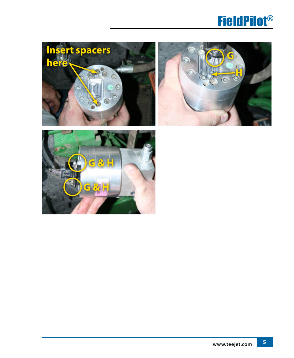 Fieldpilot, Gg & h g & h h insert spacers here | TeeJet FieldPilot Install John Deere 8xxx User Manual | Page 7 / 16