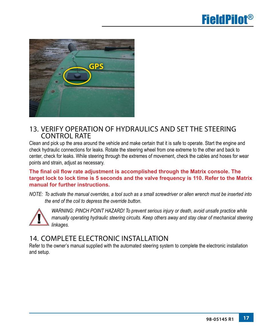 Fieldpilot, Complete electronic installation | TeeJet FieldPilot Install John Deere 8x20 User Manual | Page 19 / 20