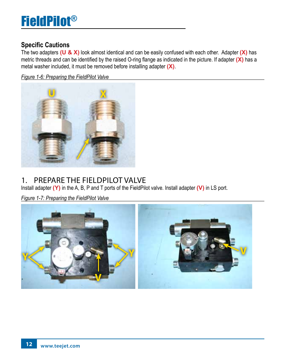 Fieldpilot, Yv y, Prepare the fieldpilot valve | TeeJet FieldPilot Install John Deere 9x00-9x20 User Manual | Page 16 / 32