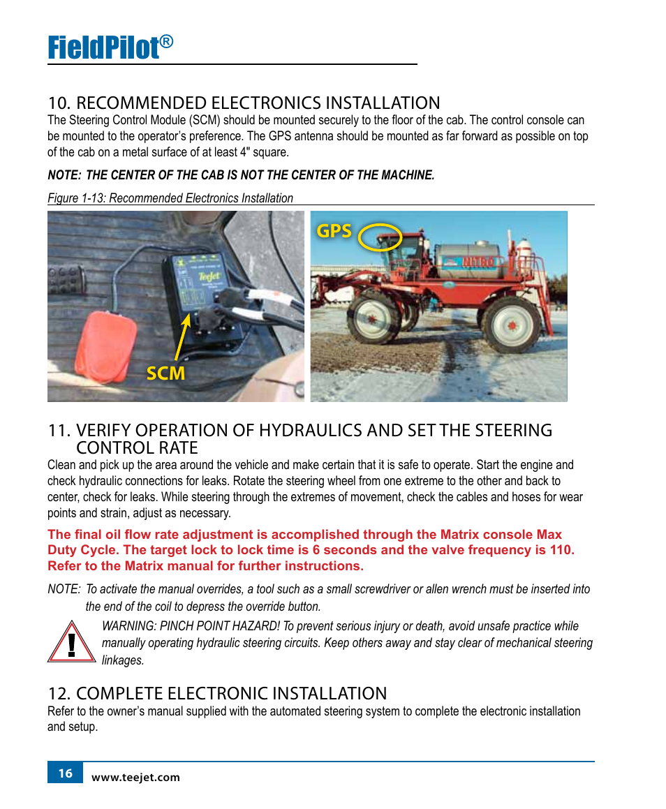 Fieldpilot, Recommended electronics installation, Complete electronic installation | TeeJet FieldPilot Install Miller 22xx T T-SS T-ET HT User Manual | Page 18 / 20