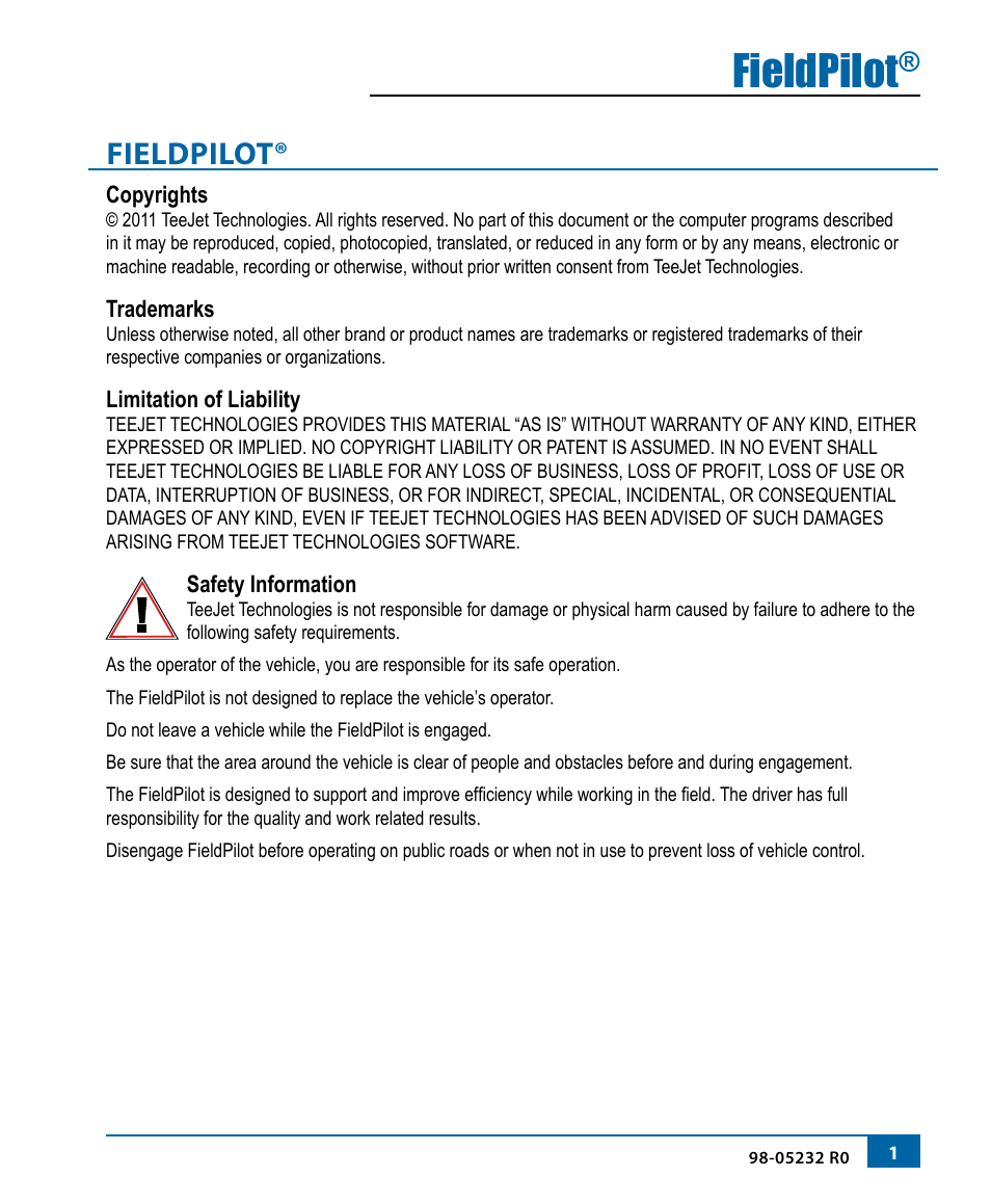 Fieldpilot | TeeJet FieldPilot Install Miller 22xx T T-SS T-ET HT User Manual | Page 3 / 20