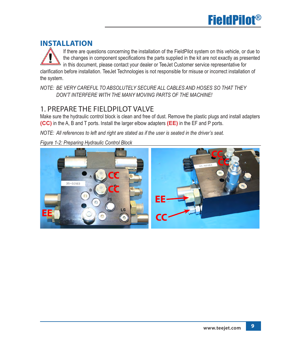 Fieldpilot, Cc cc ee, Cc ee | TeeJet FieldPilot Install Spra Coupe 44XX 4-Wheel User Manual | Page 10 / 22