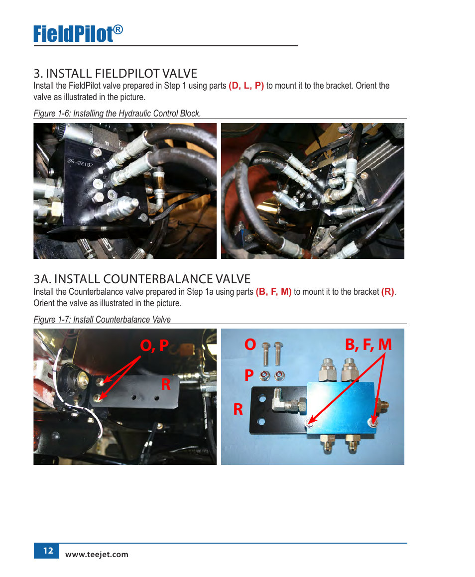 Fieldpilot, Ro, p, Rb, f, m o p | TeeJet FieldPilot Install Spra Coupe 44XX 4-Wheel User Manual | Page 13 / 22