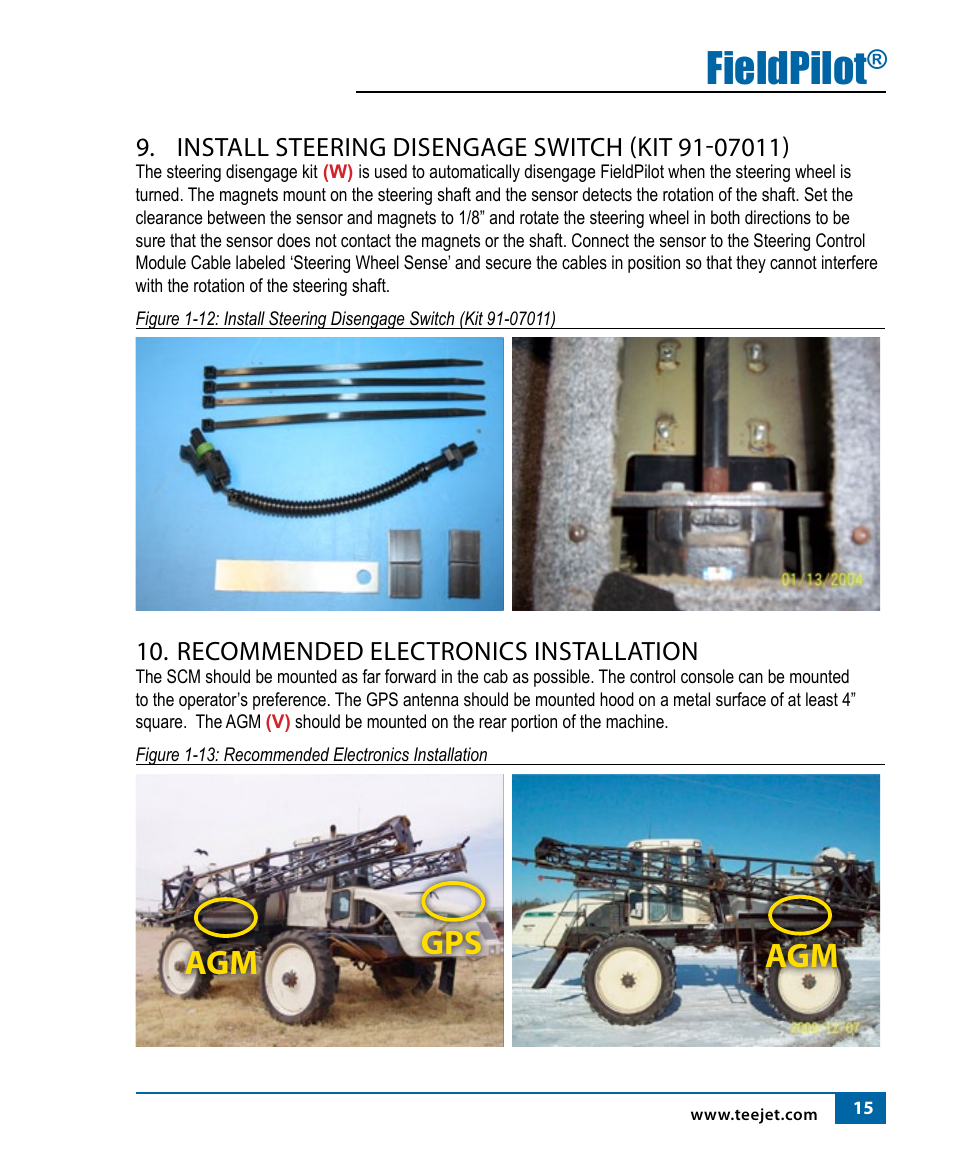 Fieldpilot, Recommended electronics installation | TeeJet FieldPilot Install Willmar 7200/50 & 7400/50 User Manual | Page 16 / 18