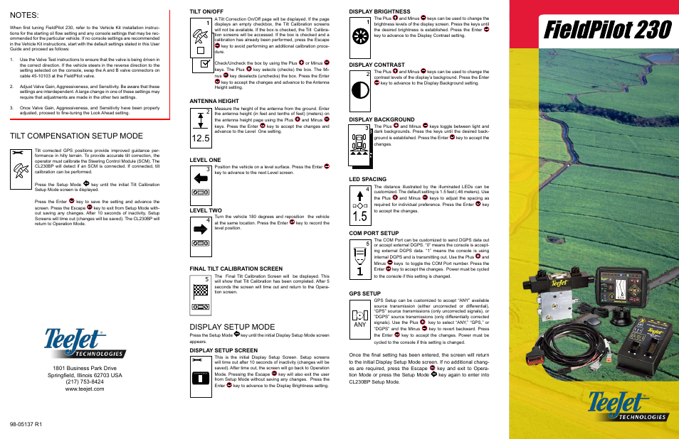TeeJet FieldPilot 230 User Guide User Manual | 2 pages