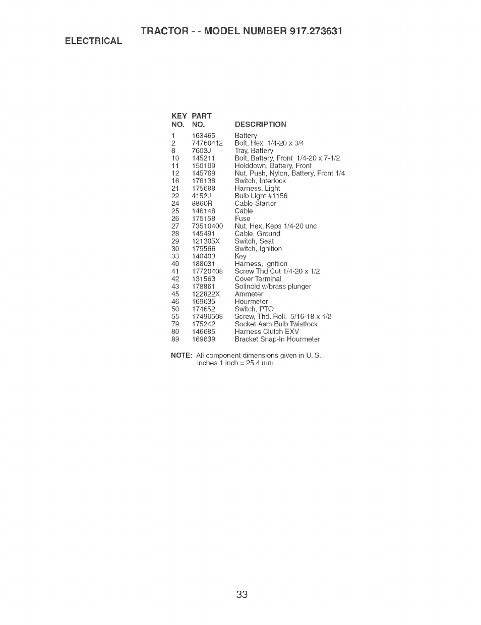 Electrical | Craftsman 917.273631 User Manual | Page 33 / 56