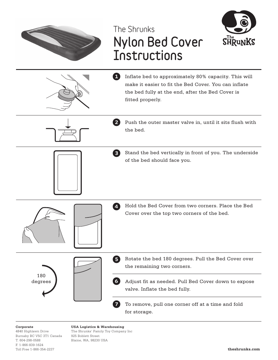 The Shrunks Bones Bed Protector Toddler User Manual | 1 page