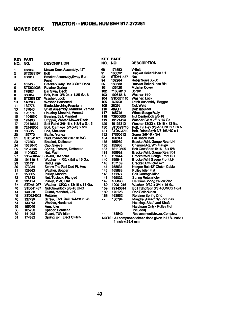 Mower deck | Craftsman 917.272281 User Manual | Page 49 / 60