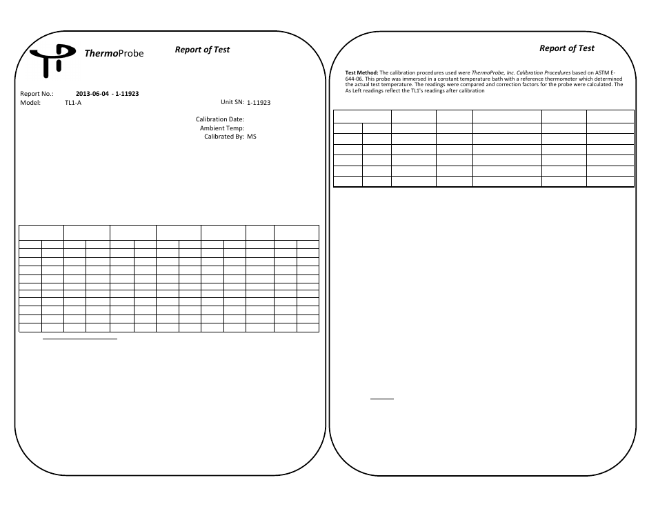 ThermoProbe TL1-A User Manual | 1 page